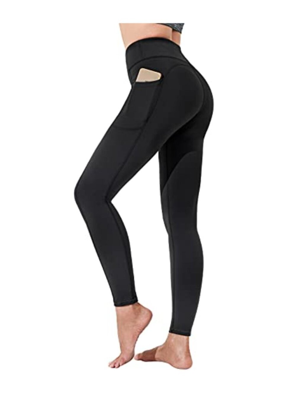 High Waist Yoga Pants with Pockets, Tummy Control Compression Leggings, 77%